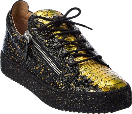 Giuseppe Zanotti Gold Crocodile Sneakers